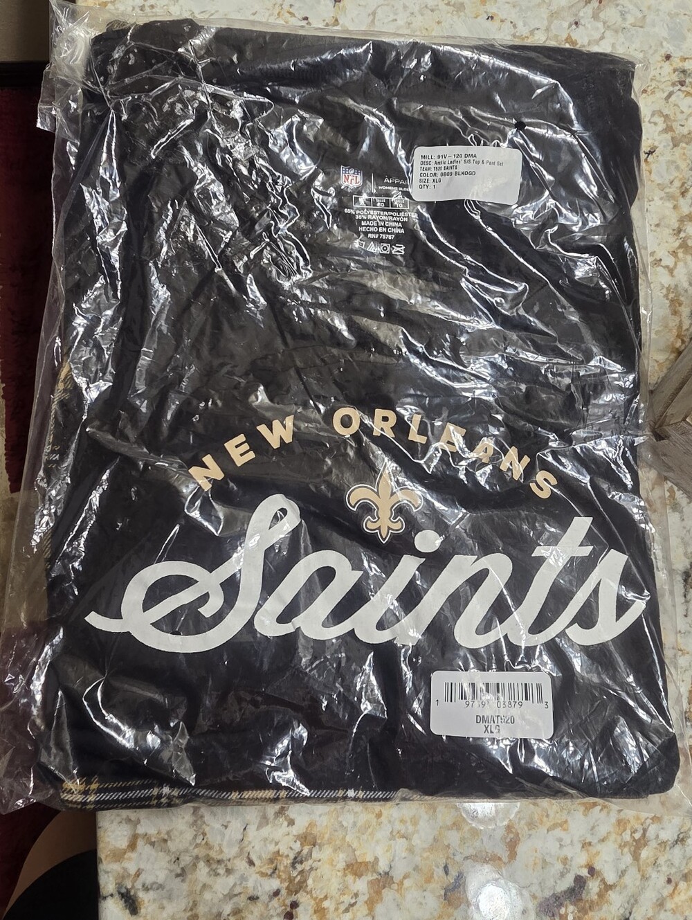 New Orleans Saints Black Graphic Tee & Pants Set Women XL